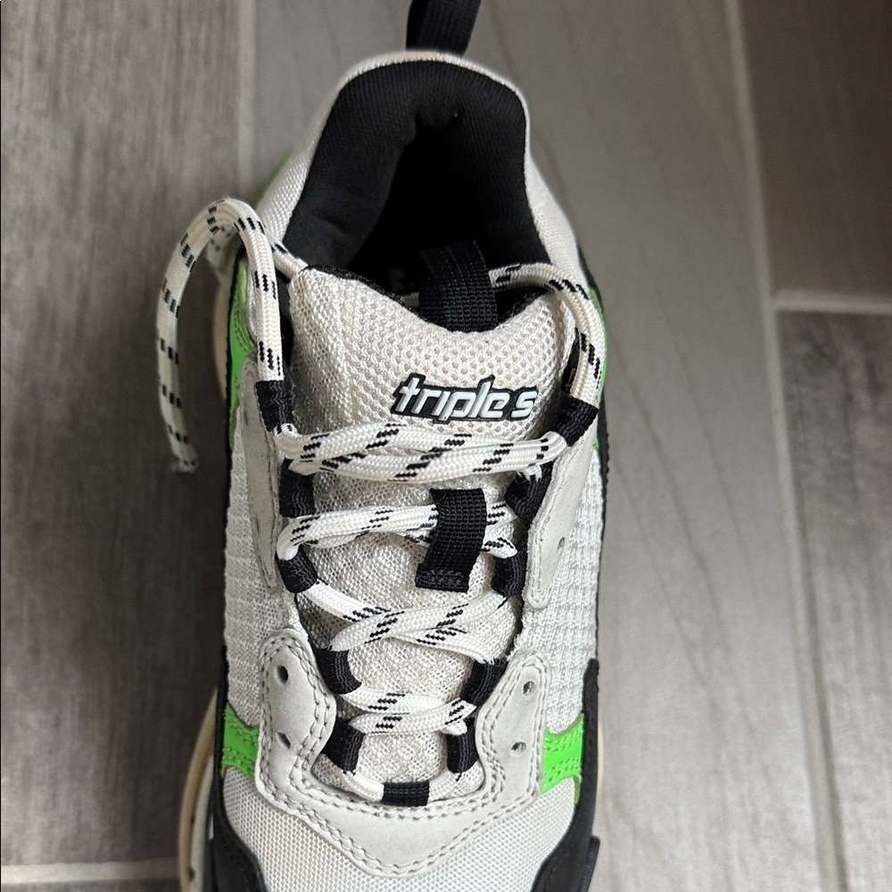Balenciaga Chunky White and Neon Green Sneakers - Picture 4 of 12